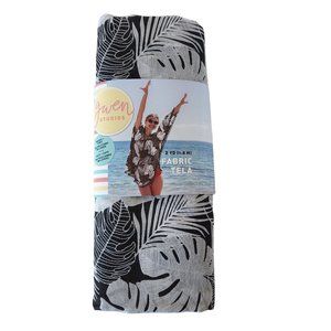 Black Grey Palm Print Tela Fabric Poly Cotton Blend 2 Yards + Tunic Pattern